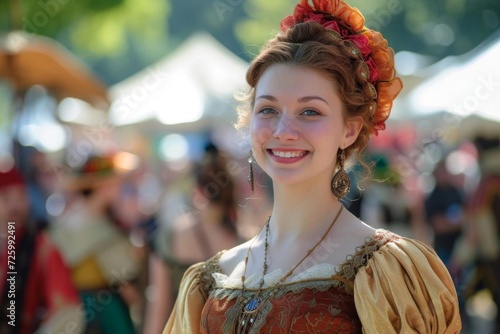Renaissance faire model in period costume Immersing in the festivities and historical reenactments of the renaissance era