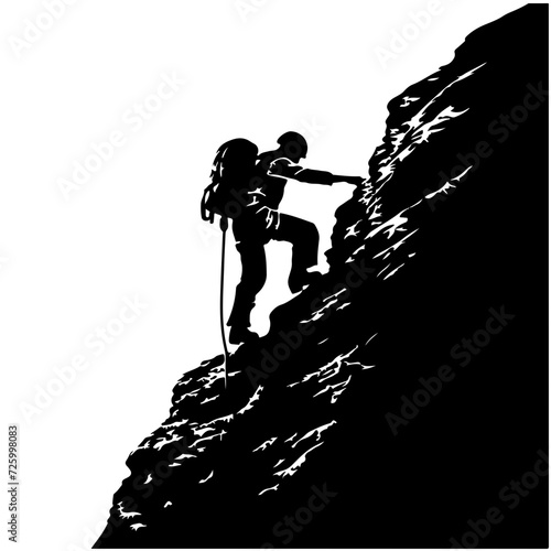 Help Climbing Mountain Logo Monochrome Design Style
