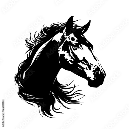 Racing Horse Logo Monochrome Design Style