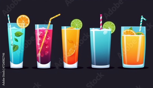 Modern Illustration of Fresh Drinks Cartoon Logo in Flat Style