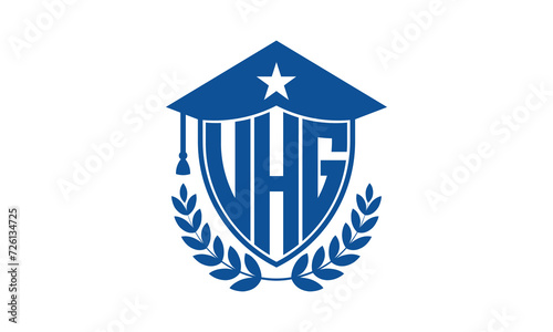 UHG three letter iconic academic logo design vector template. monogram, abstract, school, college, university, graduation cap symbol logo, shield, model, institute, educational, coaching canter, tech