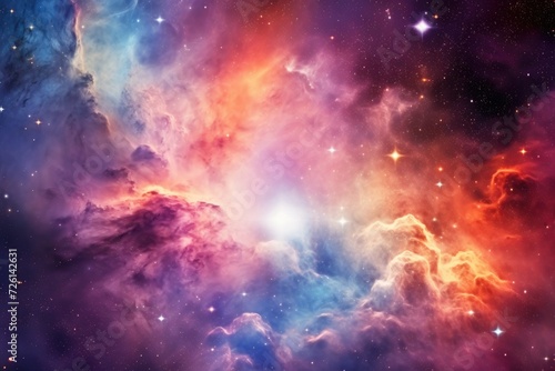 colourful gaseous nebula space background with stars