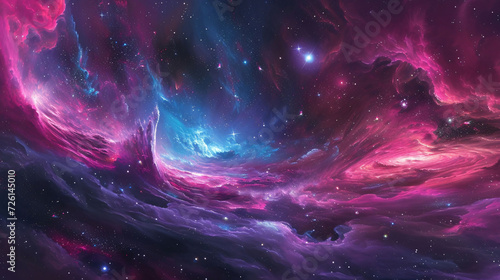 Galaxy Nebula Cosmos: A Celestial Dance in Pink and Blue Hues