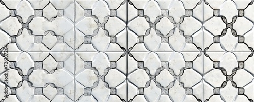 Abstract white bright geometric moroccan marrakech tiles wallpaper texture background banner pattern - Vintage retro concrete stone ceramic cement tiles wall, seamless, Generative AI 