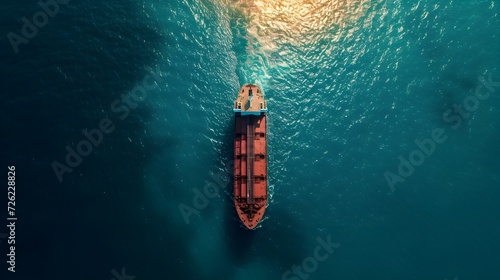 drone view photography of an ship on the middle of sea