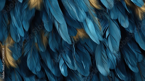 The blue texture of blue and gold macaw parrot's rump feathers, amazing background.