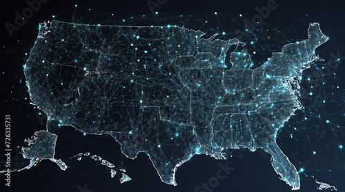 USA Map digital technology concept, background. 