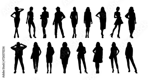 vector business man silhouetteSet of silhouettes of business people. Vector black silhouettes. Vector stencil isolated background.