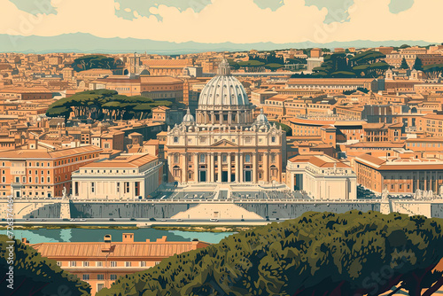 Vatican Vista - Ultradetailed Illustration of Vatican City