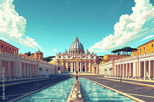 Vatican Vista - Ultradetailed Illustration of Vatican City