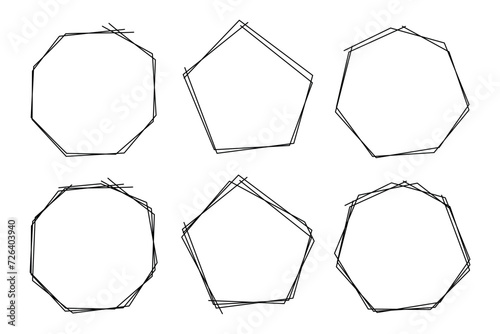 Doodle lines hexagons