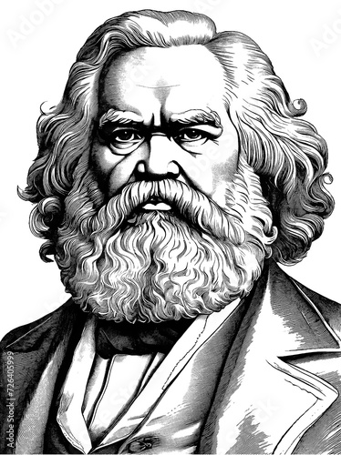 Portrait of Karl Marx illustration, generative AI 