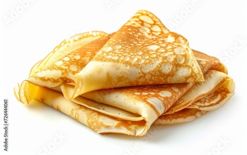 fresh hot blinis or crepes isolated on white background