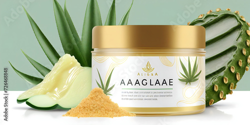 Homemade skin care and body scrubs with natural ingredients aloe. Generative AI.