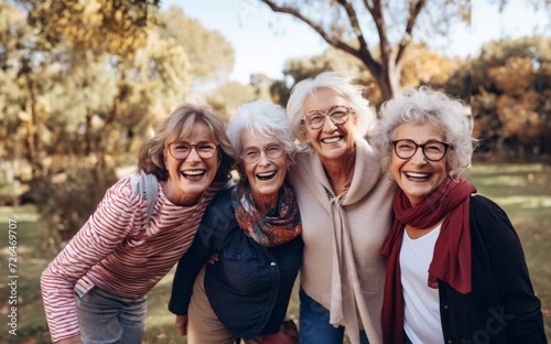 In this heartwarming photograph, a group of elderly individuals revels in the serenity of nature, enjoying leisurely moments in the outdoors, embracing the camaraderie and contentment that retirement