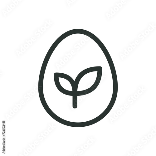 Organic egg isolated icon, eco chicken egg vector symbol with editable stroke