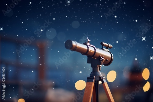 telescope against a backdrop of constellations