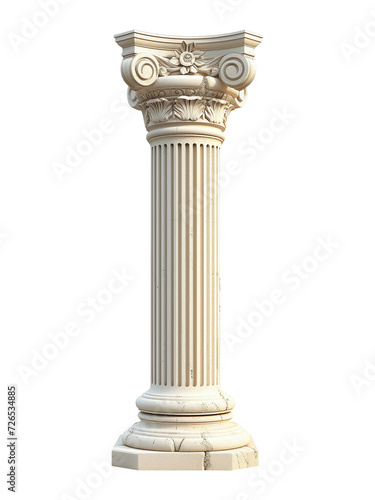 Greek column isolated on transparent or white background, png