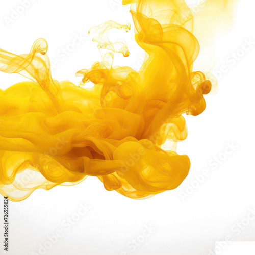 Abstract Yellow splash ink smoke, Yellow splash smoke with liquid splash on transparent png.