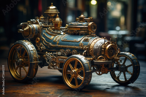 Enter an alternate reality where steam-powered machinery and Victorian aesthetics collide, creating a fantastical steampunk universe. Generative Ai.