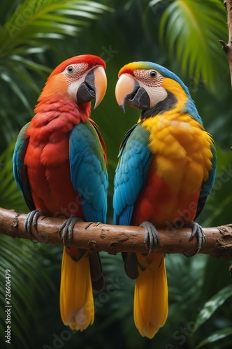 Two parrots on a branch