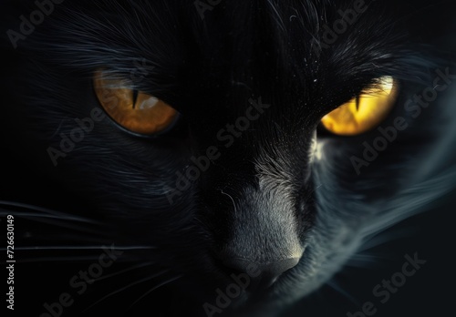 The Cat's Eyes, A Black Cat's Face, The Whiskers of a Cat, A Close-Up of a Cat's Face.