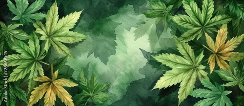 Watercolor marijuana cannabis leaf Background