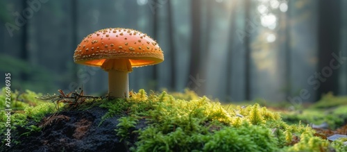 Enchanted Forest Amanita Mushroom in Morning Light