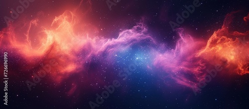 Breathtaking Stardust Cloud of Interstellar Gas, Set Ablaze in Red Light, Merging into a Cold Blue and Purple Vortex - A Vivid Representation of Astral Phenomena in Space