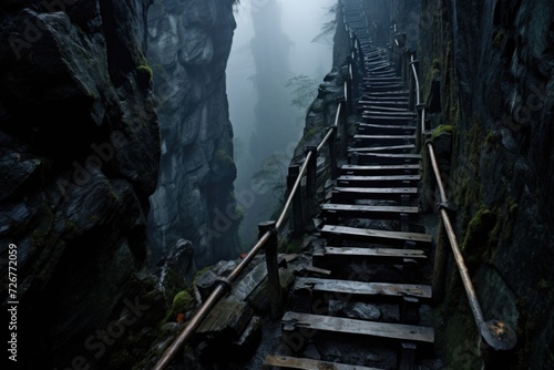Conceptual image of stairs from a substantial height, signifying the fear of heights