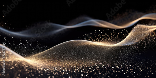 gold particles wave background, Abstract gold light effect on black background