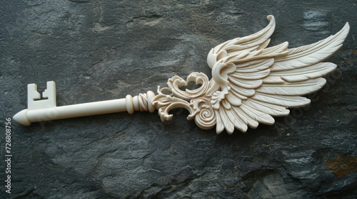 A guardian key carried by angels to open the doors to heavenly realms and symbolizing the protection and guidance they offer to those on Earth.