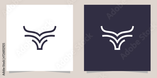 bull line logo design vector