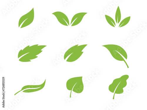 Leaf vector icon logo. Vegan leaves green flat herbal icon