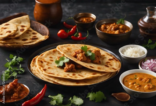 maida roti Eat Asian beef egg Indian layered chicken flatbread made food porotta flour naan whole gravy spicy Chilly Kerala wheat chicken parathas barotta curry parotta