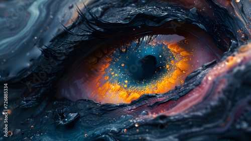 Close-Up of Orange and Blue Eye