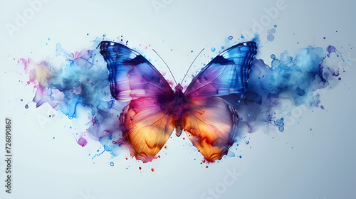  Abstract flying butterfly with blue orange