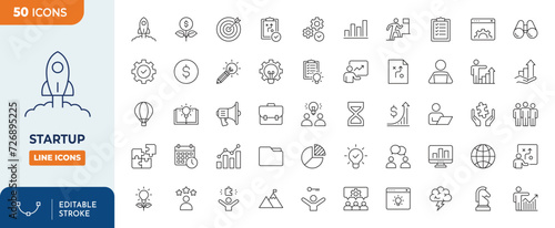 startup icon set line editable stroke