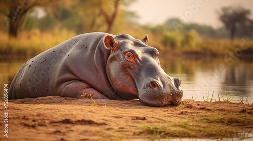 Hippopotamus in a wildlife reserve African wildlife on safari