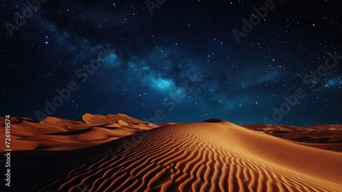 Starry night sky over the desert. High detail. Hyper-realistic photo.