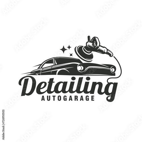 auto detailing service monochrome logo vector graphic illustration