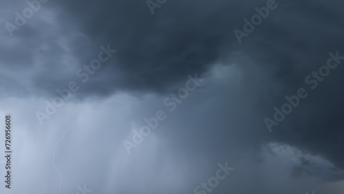 Closeup shot of storm clouds with lightning