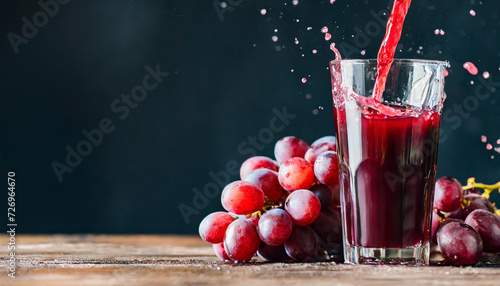 Splash of grape juice, flowing grape juice, copyspace on the side