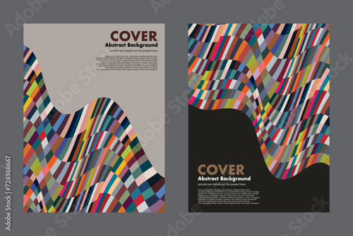 Multicolor abstract background for cover, vector geometric graphic design, pixel, layout template, business wallpaper, backdrop, movement, rhythm pattern, dynamic twist wave