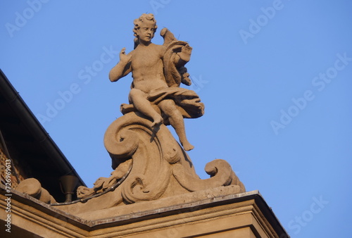 San Martino basilic in Treviglio facade, sculpture and details, Lombardy, Italy