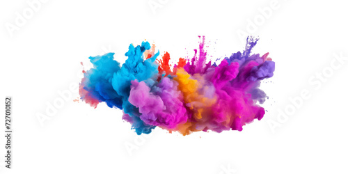 colorful vibrant rainbow Holi paint color powder explosion with bright colors isolated white background.