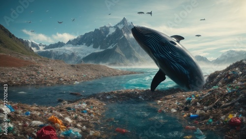 whale in a pile of garbage