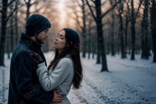 Incanto Gelato- Un Momento d'Amore Scintillante nell'Inverno