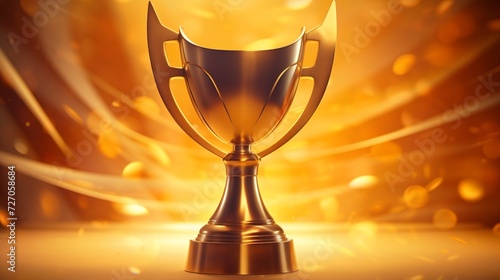 Golden trophy cup on a gold background.