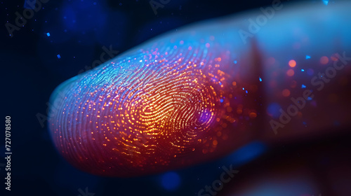 Shot close up of a finger with unique fingerprint digital scanning
